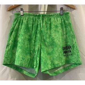 Vintage Riviera Maya Swim Shorts‎ Neon Green Size Large